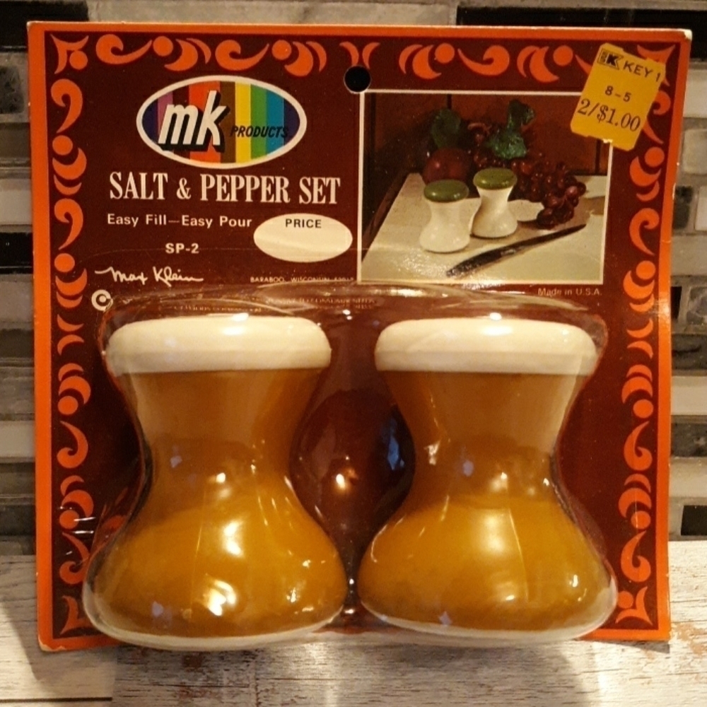 Vintage 1970s brown salt and pepper set